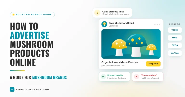 How to advertise mushroom products online, a guide for mushroom brands from Boost Ad Agency